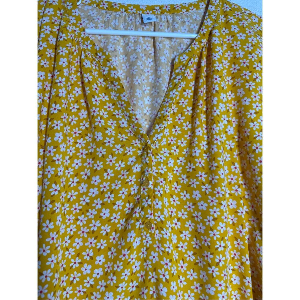 Old Navy Women’s Yellow Floral Blouse Size XL Rayon Long Sleeve Boho Peasant Top - Picture 4 of 9